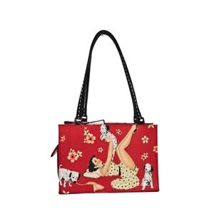 Stylish Red Tote Bag with Retro Print